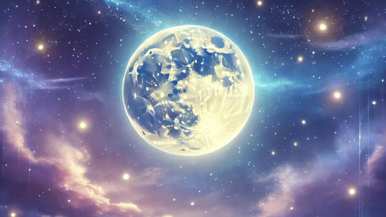 Visionary night sky with a luminous moon, evoking tranquility and inspiration, perfect for Effective Subliminals themes.